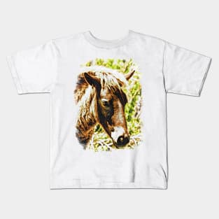 Assateague Pony Wyld Wynds Colt Watercolor Kids T-Shirt